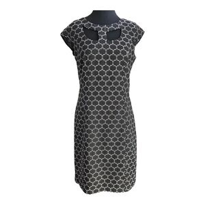 Initz Chic Black and White Geometric Midi Dress With Cutouts Size 8